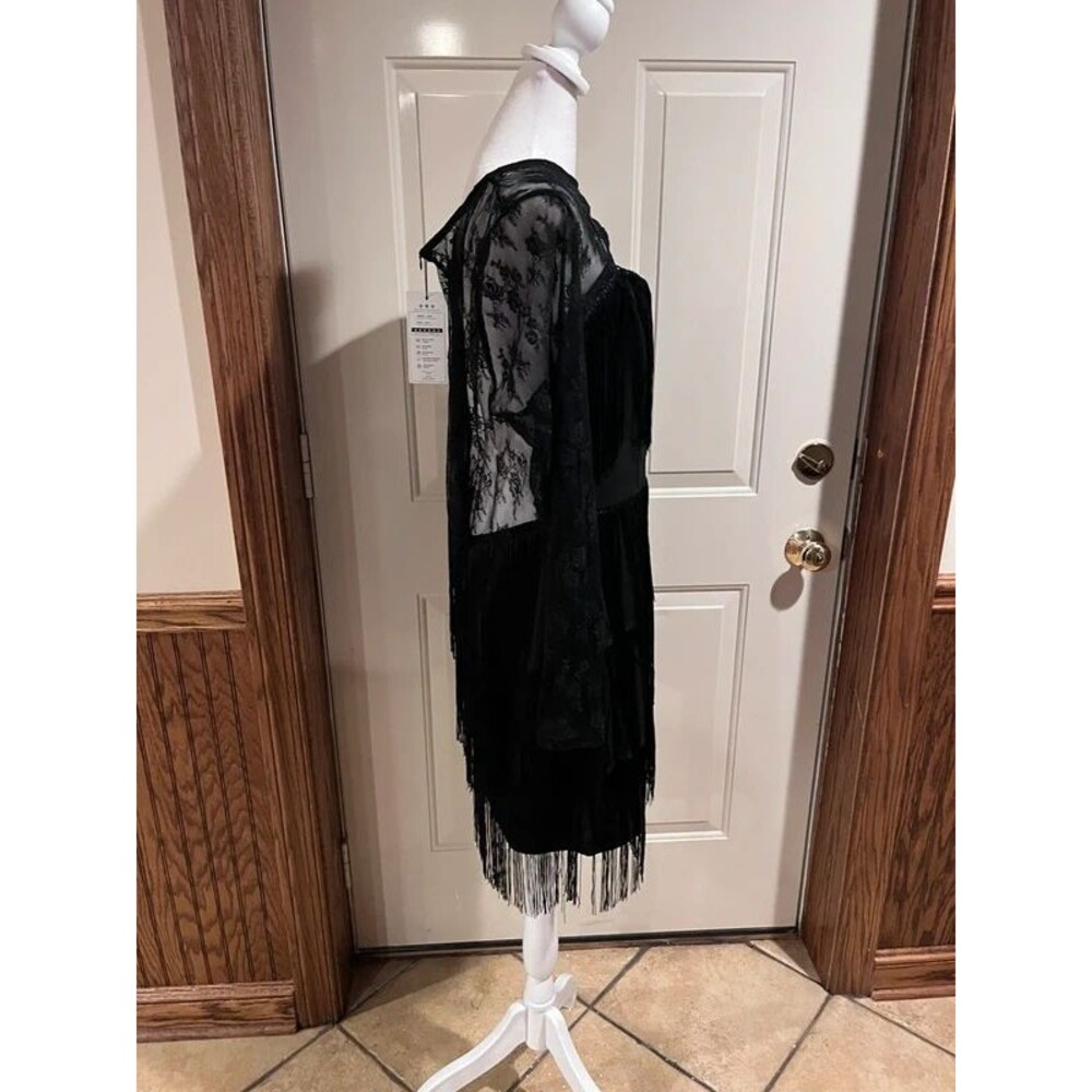 AOMEI Black Lace Fringe Bodycon Dress Cutout XXL (fits like L-XL) - Picture 2 of 5